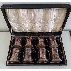 8 Vintage Abercrombie & Fitch Pewter Tankard Glass Bottom England 3/4 P